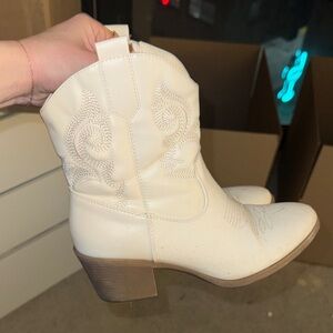 White Western Ankle Boots